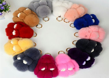 China 13-20cm Fluffy Bunny Keychain With 100% PP Cotton Filling / Real Rabbit Fur supplier