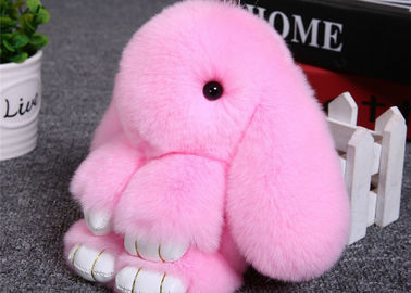 China Smooth Fluffy fur Handbag Charm 15-20cm , Dyed Colors Rabbit fur keychain supplier
