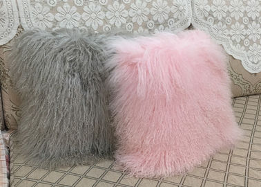 China Genuine Long Hair Mongolian Sheepskin Throw Pillows Snow White 18&quot;x18&quot; supplier