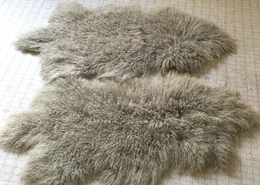 China Tibetan Lamb Mongolian Fur Fabric For Throw Pillow Grey 60 * 90cm supplier