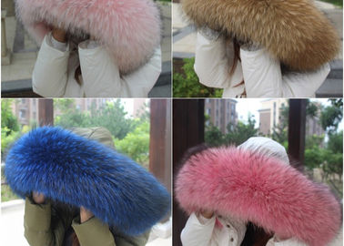 China Raccoon fur collar 100% Real Raccoon Fur Collar Large fur Trim Accessories supplier