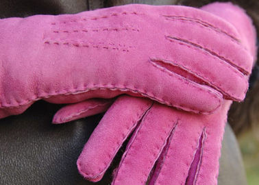 China Handcrafted Warmest Sheepskin Gloves , Women's Handsewn Sueded Lamb Shearling Mittens supplier