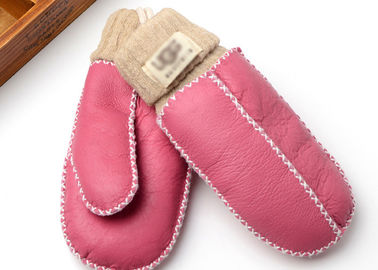 China Hand Washing Warmest Sheepskin Gloves / Crocheted Little Kids Fleece Mittens supplier