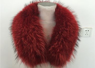 China Natural Red Genuine Raccoon Fur Hood Trim , Ladies Fur Collar supplier