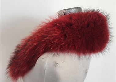 China Red Color Real Raccoon Fur Hood Trim / Overcoat Fur Collar 70*22cm supplier