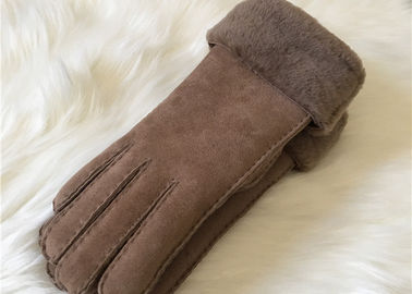 China ladies double face shearling Turn Cuff gloves hand sewn shearling suede gloves supplier