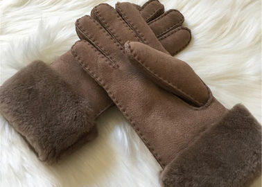 China Bowie shearling-lined suede leather gloves double face fur lined leather gloves supplier