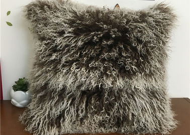 China Tibetan Lambswool Pillow Cover Natural Long Haired Mongolian Lamb Fur Pillow supplier