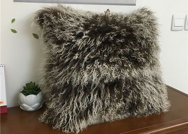 China Thick Warm Soft Mongolian Fur Pillow Long Curly Wool Anti Apnea 50*50cm supplier