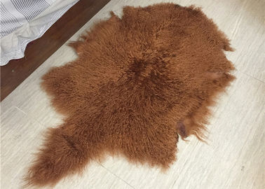 China Soft Curly Long Hair Large White Sheepskin Rug 100% Mongolian / Tibetan Lamb Fur supplier