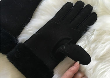 China Unisex Sheepskin Fur Cuff Winter Gloves Ladies lamb skin long stylish gloves supplier