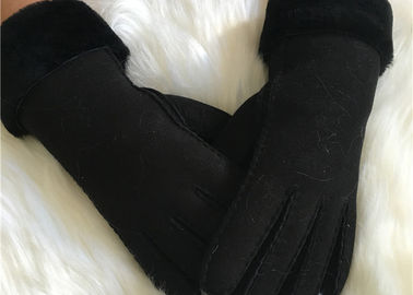 China Hand Sewn Pure Sheepskin Real fur Lined Shearling Gloves men's leather glove supplier