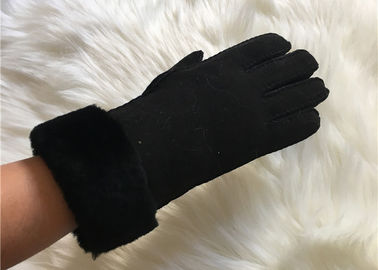 China Handsewn Sheepskin Double Face Hand-stitched Glove Black Shearling Leahter gloves supplier