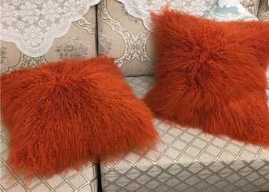 China Mongolian Sheepskin Wool Cushion Genuine Long Curly Fur Pillow sheepskin curly fur cushion supplier