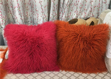 China Long Mongolian sheepskin Pillow Two Toned Tibetan lamb fur cushion pillow cover supplier