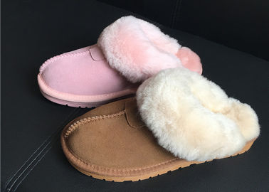 China 100% Sheepskin Slippers Ladies Shoes Chestnut EVA Soft Sole Suede Leather Slipper supplier