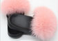Pink Fluffy Real Fox Fur Slippers Soft Anti Slip EVA Sole With 5-11 UK Sizes supplier