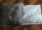 Long Curly Wool Purple Mongolian Lamb Pillow , Tibetan Mongolian Fur Decorative Pillow  supplier