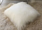 Home Decorative Cream Mongolian Fur Pillow Comfortable With Long Curly Hair supplier