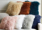 Living Room 16 Inches Mongolian Fur Pillow Long Curly Hair With Micro Suede Lining supplier