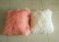 Mongolian fur Pillow Long Lamb Wool Cushion Genuine Tibet Curly Fur Pillow Pink supplier