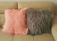 Genuine Mongolian fur 100% Pink Long Hair Sheepskin Lamb fur Throw Pillow 45cm square supplier