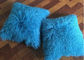 18x 18&quot; Tibetan Lamb Fur Pillow Single Sided Fur Cushion Cover Sky Blue Color supplier