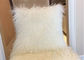 Mongolian fur Pillow Natural White Long Hair Tibetan Sheep Skin Pillow Cover 40cm supplier