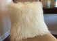 White Fuzzy Decorative Pillow , Extra Long Curly Mongolian Lambswool Cushion  supplier