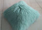 Mongolian fur pillow Mint Green Warm Soft Tibetan Lambskin Throw Pillow 22 inch supplier
