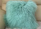 Mint Green Real Mongolian Fur Pillow 16 Inch Square With Zipper Closure supplier
