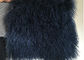 Navy Blue Real Mongolian Lambskin Rug Car Chair Seat Covers With Long Curly Hair supplier