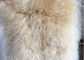 120*180cm Long Wool Real Mongolian Fur Fabric , White Sheepskin Rug For Nursery  supplier
