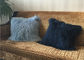 Mongolian fur Pillow 2017 New Long Curly Tibet Lamb Wool Cushion Navy Blue 20 inch supplier