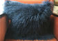 Mongolian fur Pillow 2017 New Long Curly Tibet Lamb Wool Cushion Navy Blue 20 inch supplier