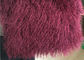 Wine Color Small Sheepskin Throw , Long Hair Windproof Tibetan Lamb Fur Pelts  supplier