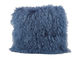 Teal Blue Real Mongolian fur Pillow 18' Curly Hair Tibetan Lamb fur Bed Cushion supplier