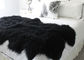 Black Soft Washable Real Sheepskin Rug Warm With Long Hair Thick Full Fur supplier