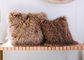 Real Mongolian fur Wave Hair Light Brown Genuine Tibet Sheepskin Cushion Camel 40cm supplier