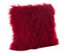Candy Pink Long Mongolian Sheepskin Decorative Throw Pillow With Single Sided Fur supplier