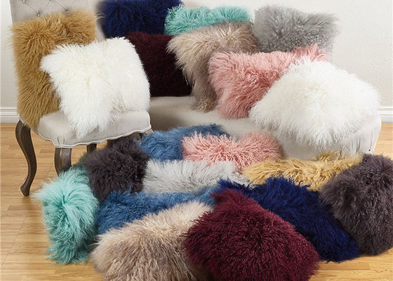 Mongolian Fur Pillow For Hotel Decorative supplier