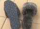 Pink / Gray Ladies Open Toe Sheepskin Slippers With Soft Rubber Sole supplier