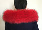 70*20cm Dyed Red Raccoon Fur Collar Fabric Lining With Loops / Buttons supplier