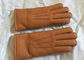 Genuine Shearling Brown Warmest Sheepskin Gloves M / L Size For Kids / Adults supplier