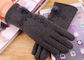 Micro Velvet Womens Fleece Gloves , Soft Smatouch Gloves With Fur Lining supplier