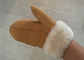 Women Hand Sewing Warmest Sheepskin Gloves , Suede Leather Mittens supplier