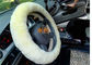 Diameter 38cm Dyed Red Fluffy Steering Wheel Cover Super Soft With Lamb Fur supplier