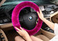 Cute Girly Car Steering Wheel Covers , Winter Real Fur Steering Wheel Cover  supplier