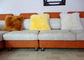 Yellow Sheepskin Floor Cushion With Zipper , Lambswool Seat Soft Fuzzy Pillows  supplier