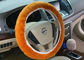 Real Brown Sheepskin Steering Wheel Cover Warm Soft For Autumn / Winter supplier